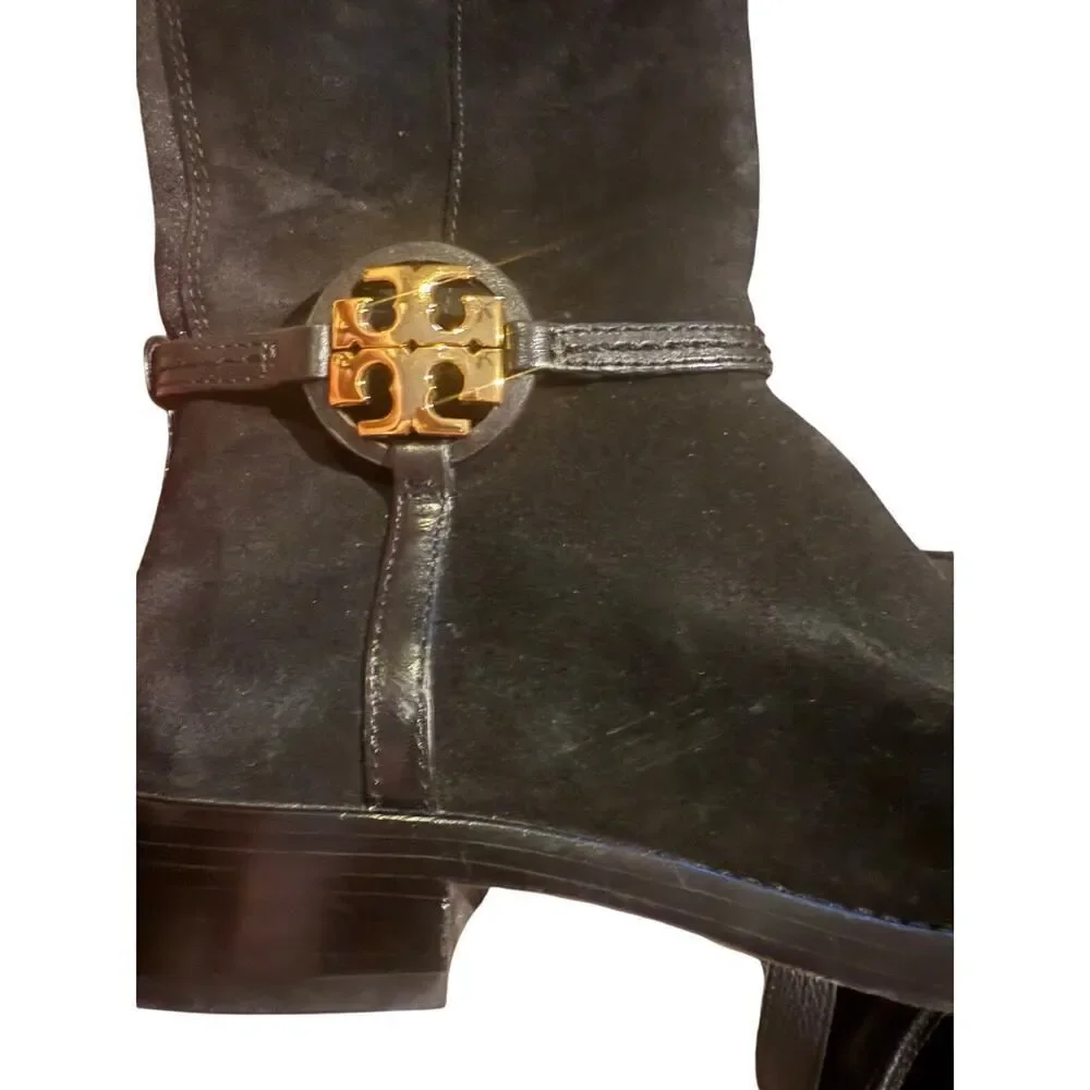 Tory Burch Miller Black Suede Tall Boots Women's Sz. 6.5